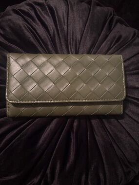 Olive Green Woven Convertible Wallet Clutch